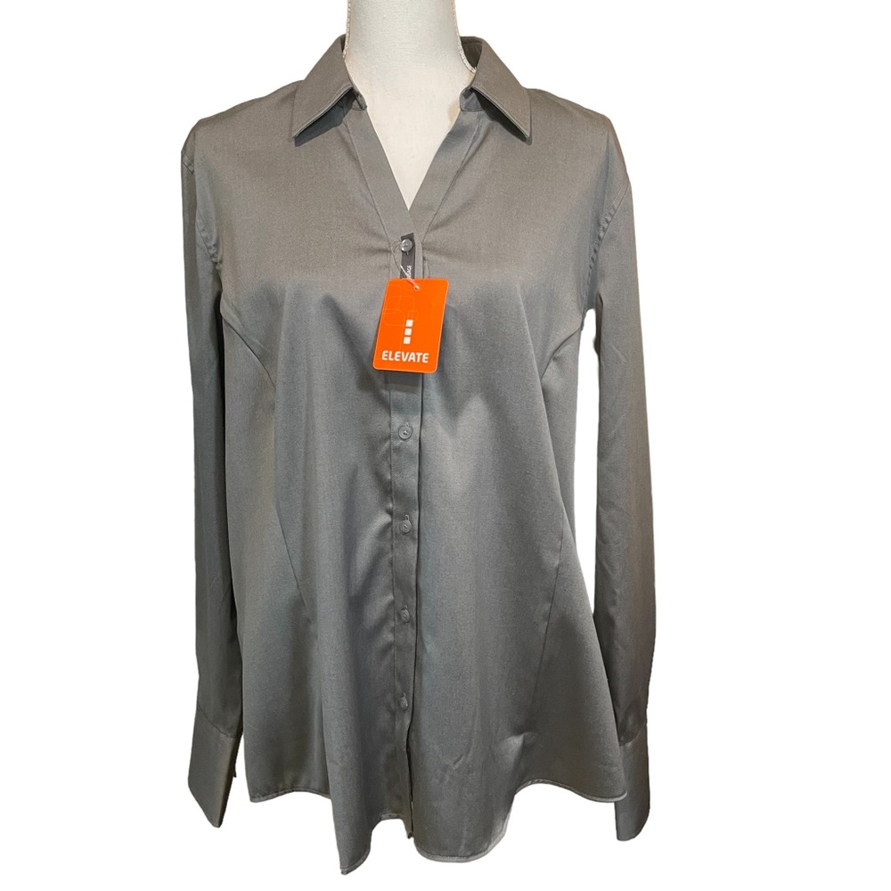 Elevate 80's 2-Ply Gray Button Down Shirt.  Size 2XL